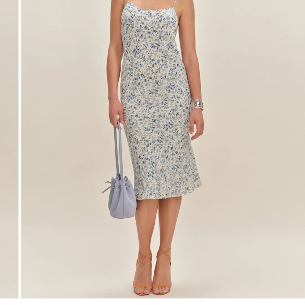 Reformation Blue Floral Midi Slip Dress